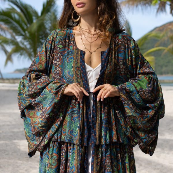 Bali Kimono - Silky Sophistication: Perfect for Beach Getaways, Weddings, House Parties, and Stylish Lounge Outings - Inclusive Sizing to 3X - Image 2