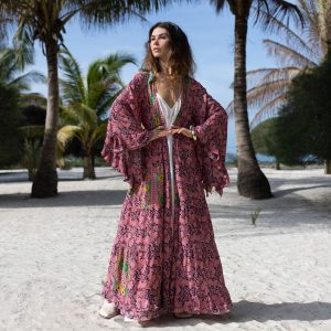 Cara Kimono- Silky Sophistication: A Boho-Chic Duster, Ideal for Parties, Lounging, and Beach Escapes, Perfect for Memorable Photoshoot!