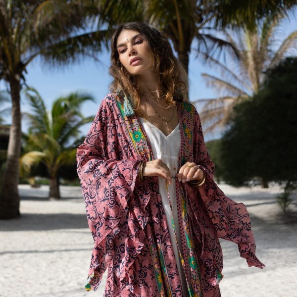 Cara Kimono- Silky Sophistication: A Boho-Chic Duster, Ideal for Parties, Lounging, and Beach Escapes, Perfect for Memorable Photoshoot!