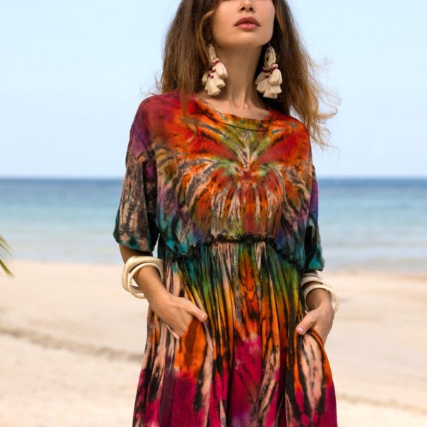 Kalina Bliss Tie Dye Maxi: Embrace Your Free Spirit in Boho Chic Style - Handmade with love for every one - Channels Hippie Vibes with ZP - Image 3