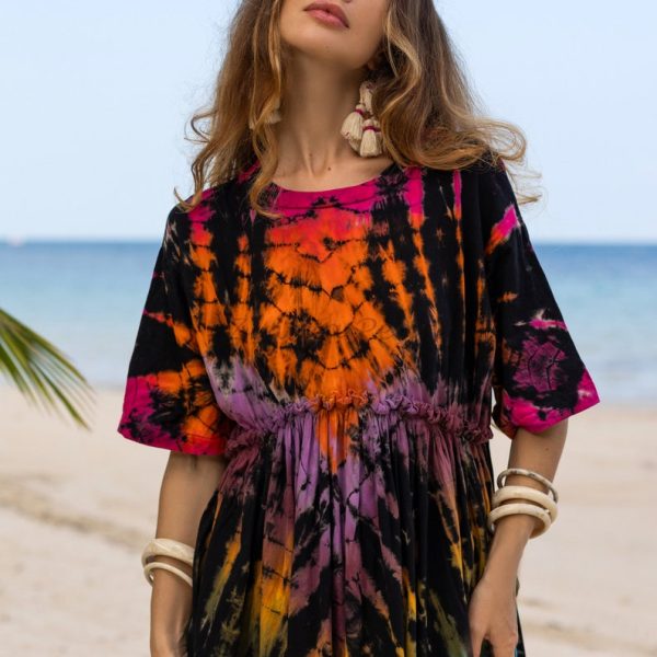 Kalina Bliss Tie Dye Maxi: Embrace Your Free Spirit in Boho Chic Style - Handmade with love for every one - Channels Hippie Vibes with ZP