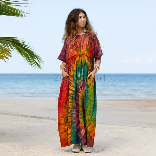 Kalina Bliss Tie Dye Maxi: Embrace Your Free Spirit in Boho Chic Style - Handmade with love for every one - Channels Hippie Vibes with ZP